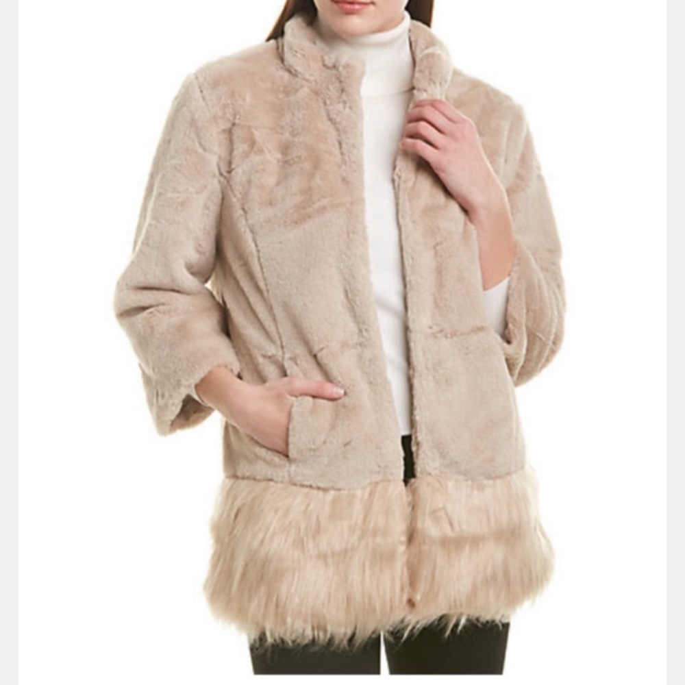 BRAND NEW! Tyler Boe Cream Faux Fur Coat
